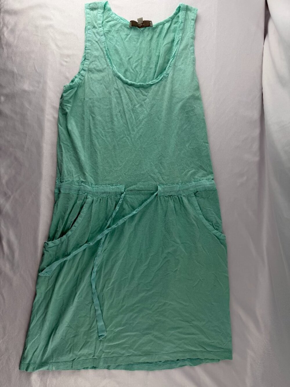 LOFT Green Mint Drawstring Tank Dress Casual Sleeveless Pocket Dress Medium M